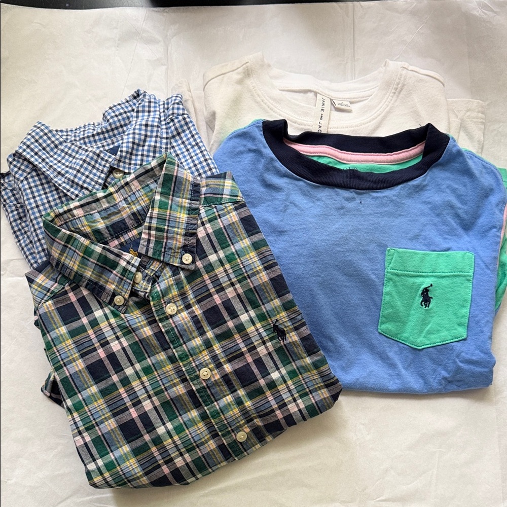 Polo by Ralph Lauren Kids' Green and Blue Plaid Button Down Shirts Bundle